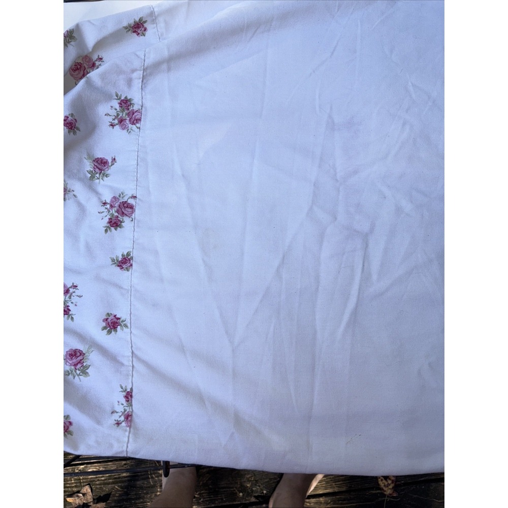 Cloth Laundry Bag Drawstring Floral Retro Flower Pink White Green - Picture 5 of 7